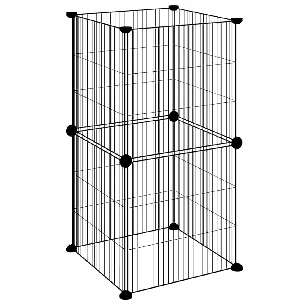 Vidaxl kæledyr bur med 8 paneler 35x35 cm stål sort