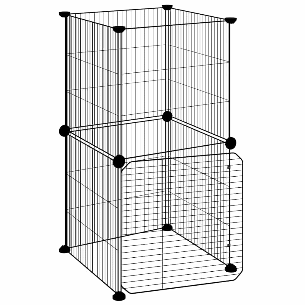 Vidaxl kæledyr bur med dør 8 paneler 35x35 cm stål sort