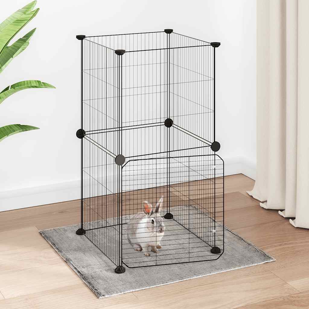 Vidaxl kæledyr bur med dør 8 paneler 35x35 cm stål sort