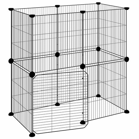 Vidaxl kæledyr bur med dør 12 paneler 35x35 cm stål sort
