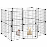 VidaXL dyrebur med låge 20 paneler 35x35 cm stål sort