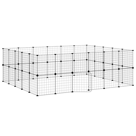Vidaxxl kæledyrsbur med låge 44 paneler 35x35 cm stål sort