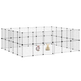 Vidaxxl kæledyrsbur med låge 44 paneler 35x35 cm stål sort