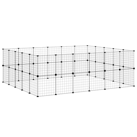 Vidaxxl kæledyrsbur med låge 44 paneler 35x35 cm stål sort