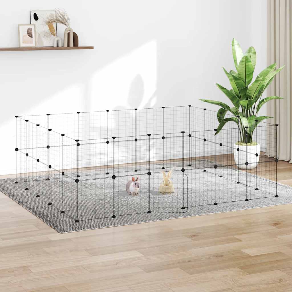 Vidaxxl kæledyrsbur med låge 44 paneler 35x35 cm stål sort