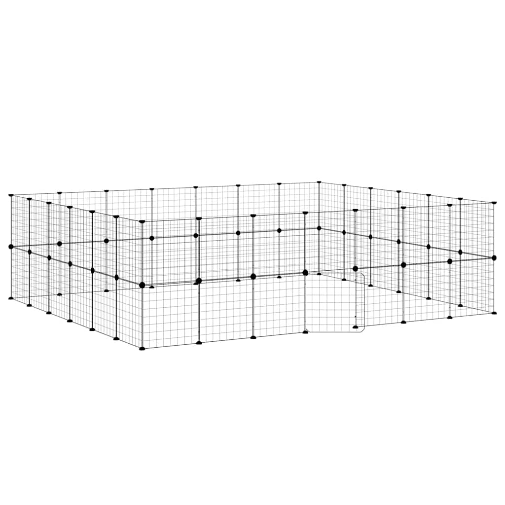 Vidaxxl kæledyrsbur med låge 52 paneler 35x35 cm stål sort