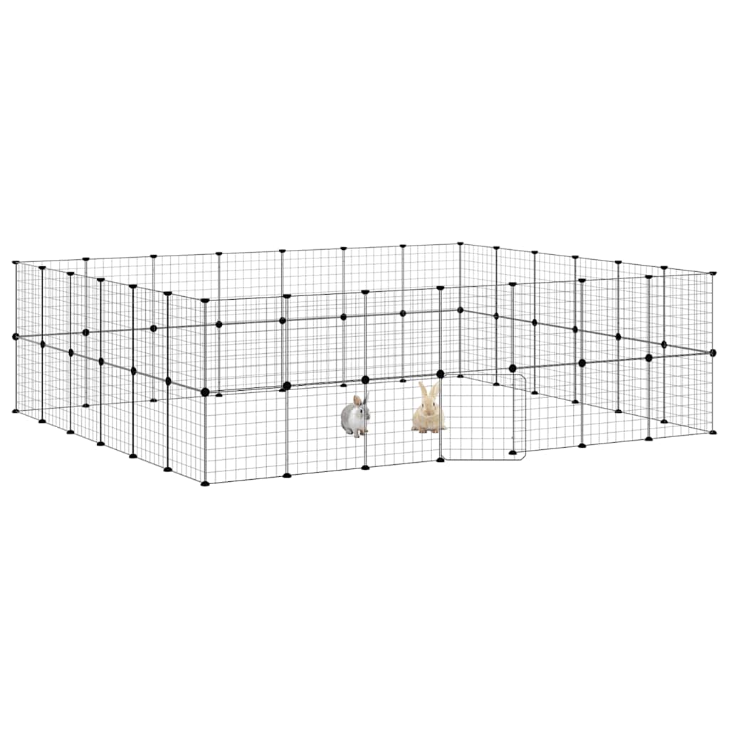 Vidaxxl kæledyrsbur med låge 52 paneler 35x35 cm stål sort