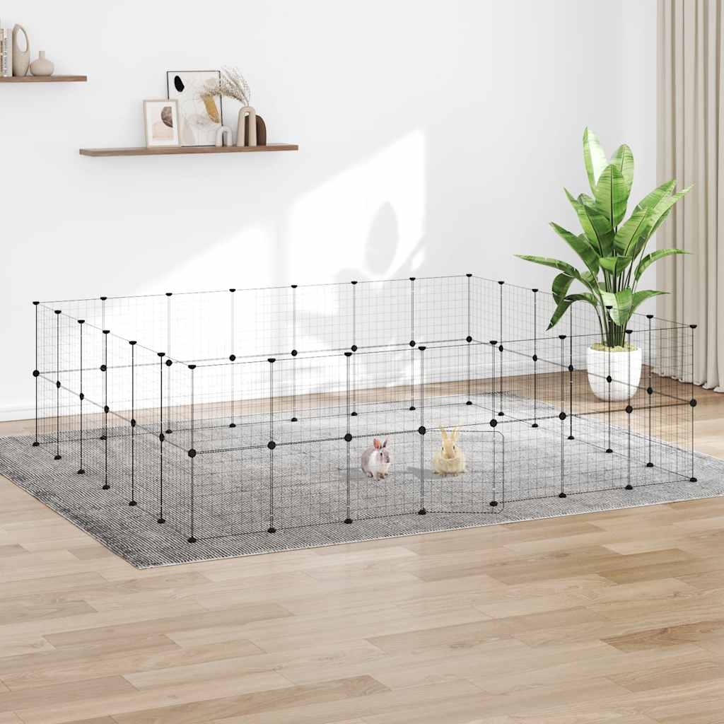 Vidaxxl kæledyrsbur med låge 52 paneler 35x35 cm stål sort