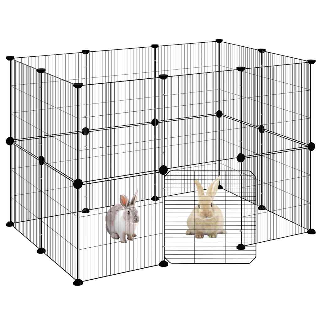 VidaXL dyrebur med låge 20 paneler 35x35 cm stål sort