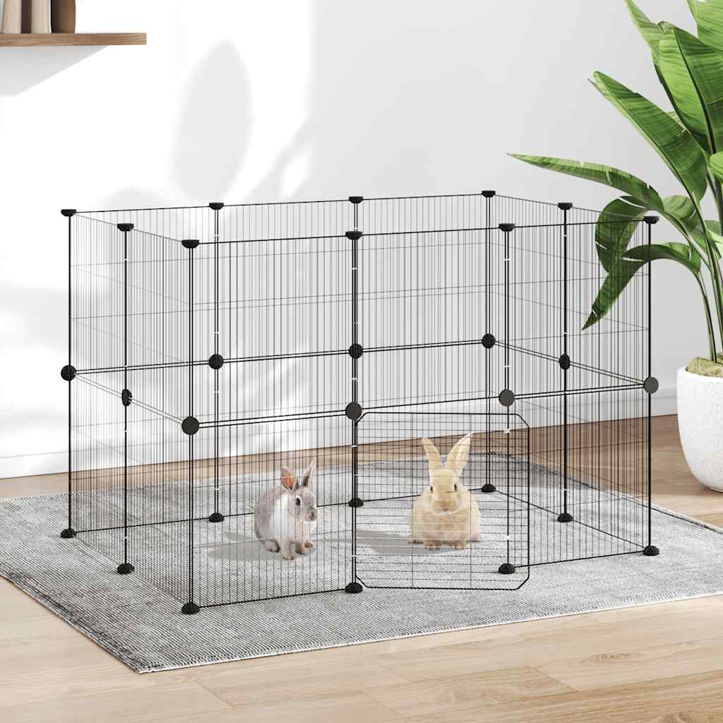 VidaXL dyrebur med låge 20 paneler 35x35 cm stål sort