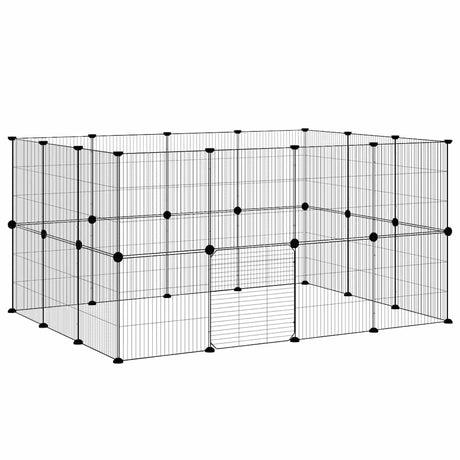 Vidaxxl kæledyrsbur med låge 28 paneler 35x35 cm stål sort