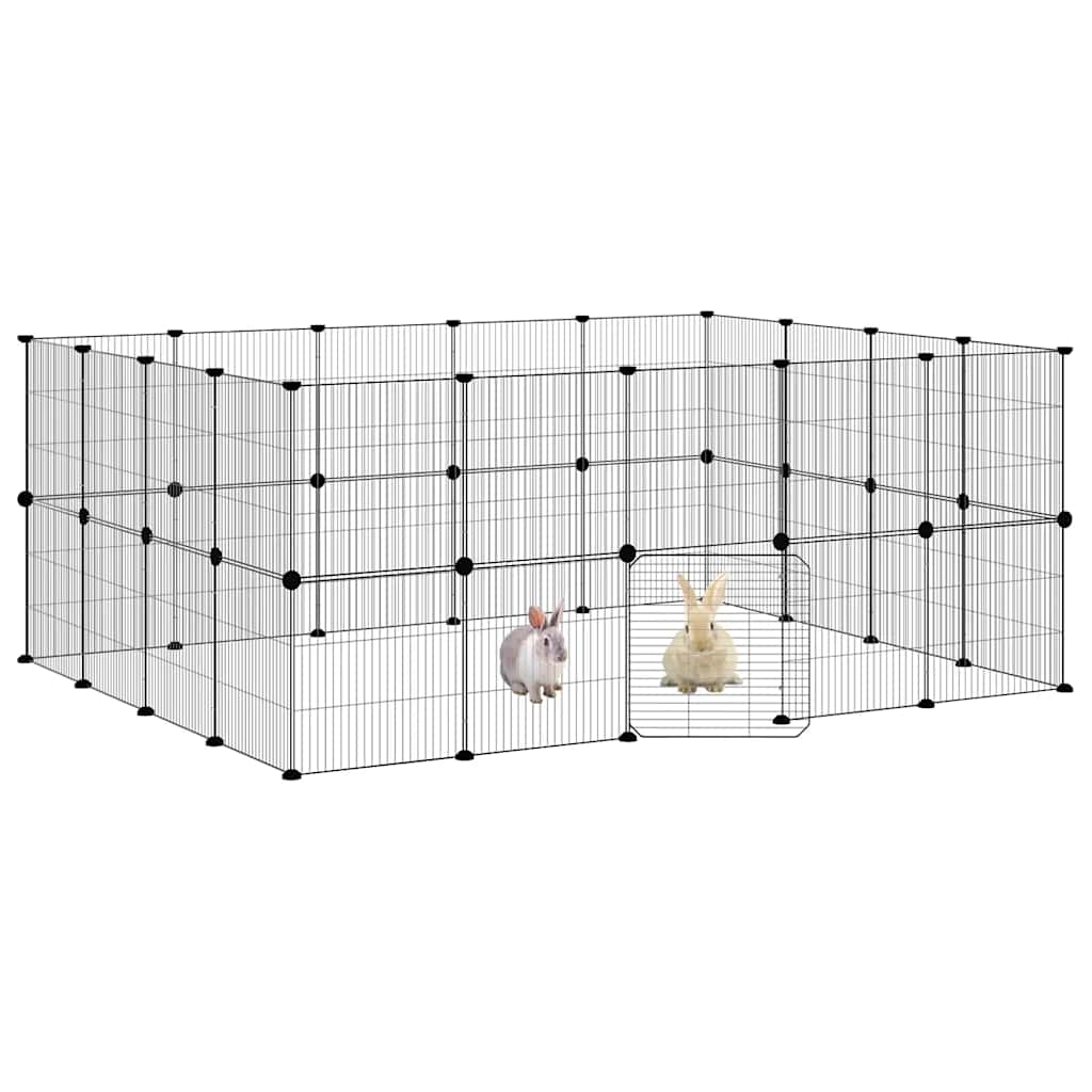 Vidaxxl kæledyrsbur med låge 36 paneler 35x35 cm stål sort