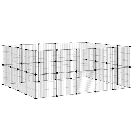 Vidaxxl kæledyrsbur med låge 36 paneler 35x35 cm stål sort