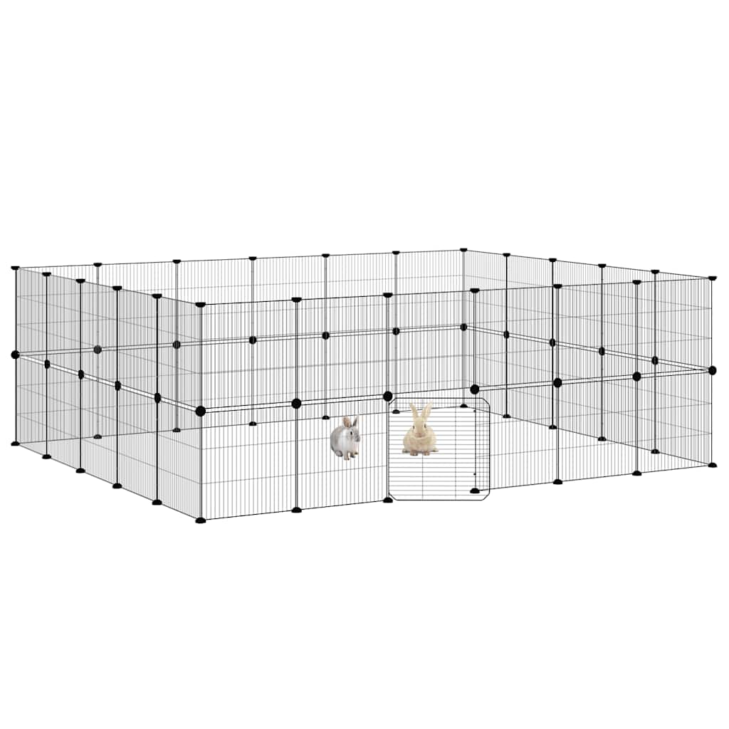 Vidaxxl kæledyrsbur med låge 44 paneler 35x35 cm stål sort