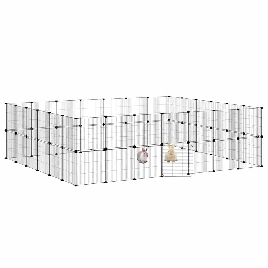 Vidaxxl kæledyrsbur med låge 52 paneler 35x35 cm stål sort