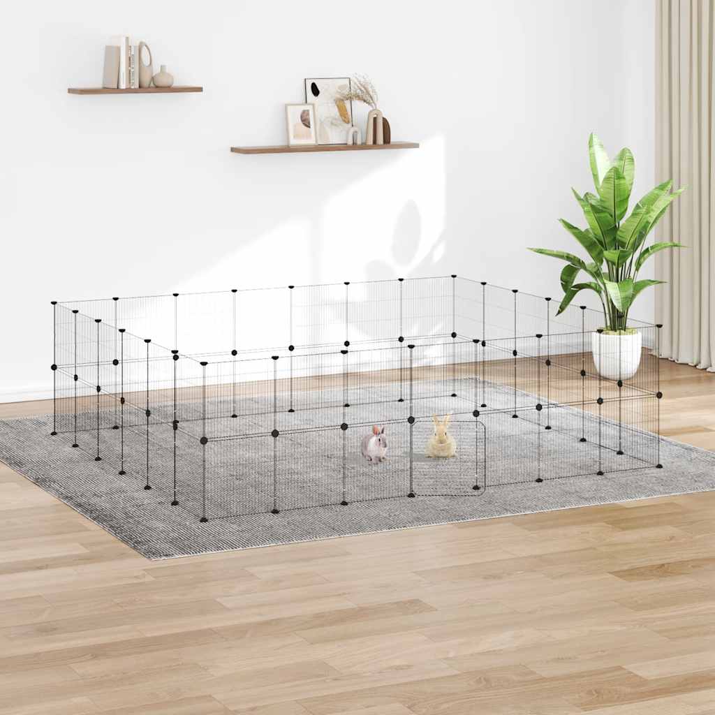 Vidaxxl kæledyrsbur med låge 52 paneler 35x35 cm stål sort