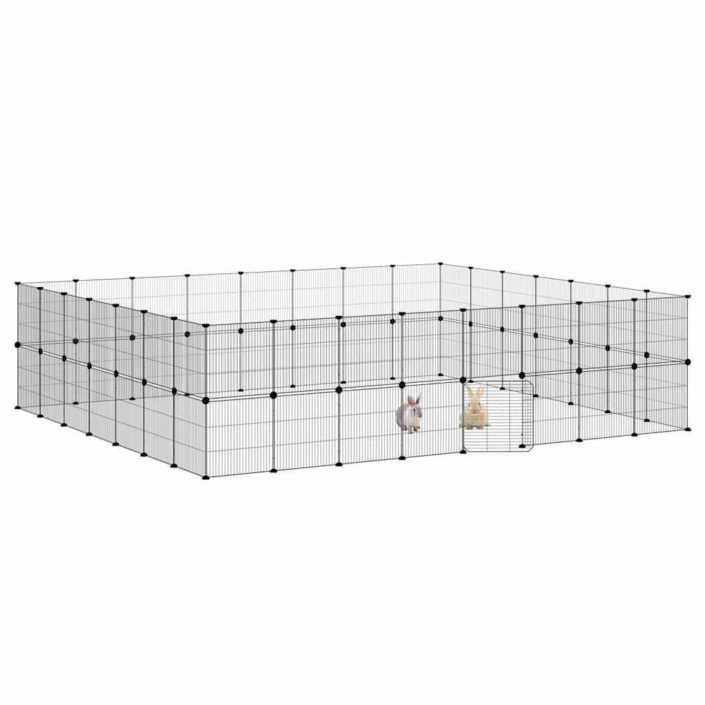 Vidaxxl kæledyrsbur med låge 60 paneler 35x35 cm stål sort