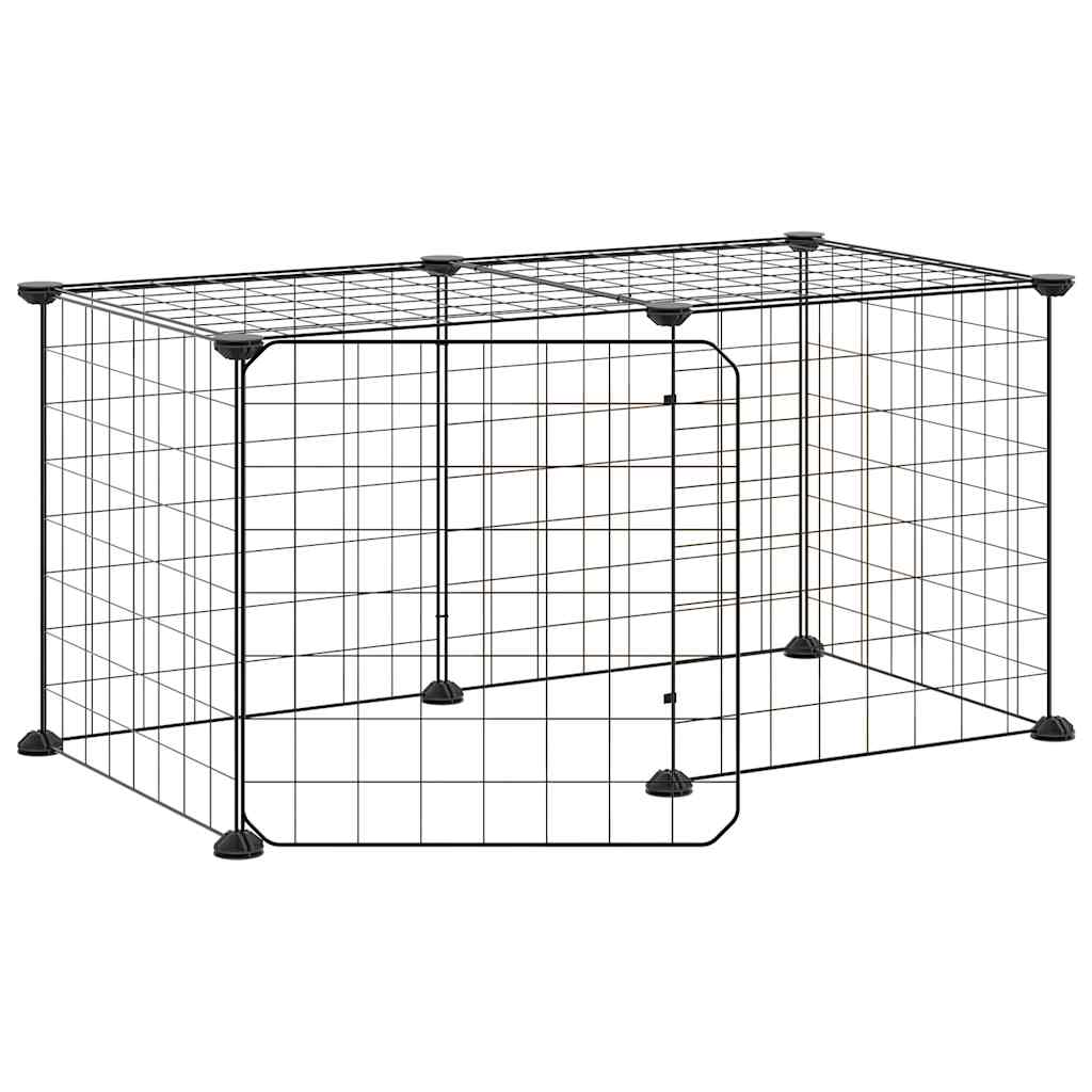 Vidaxl kæledyr bur med dør 8 paneler 35x35 cm stål sort