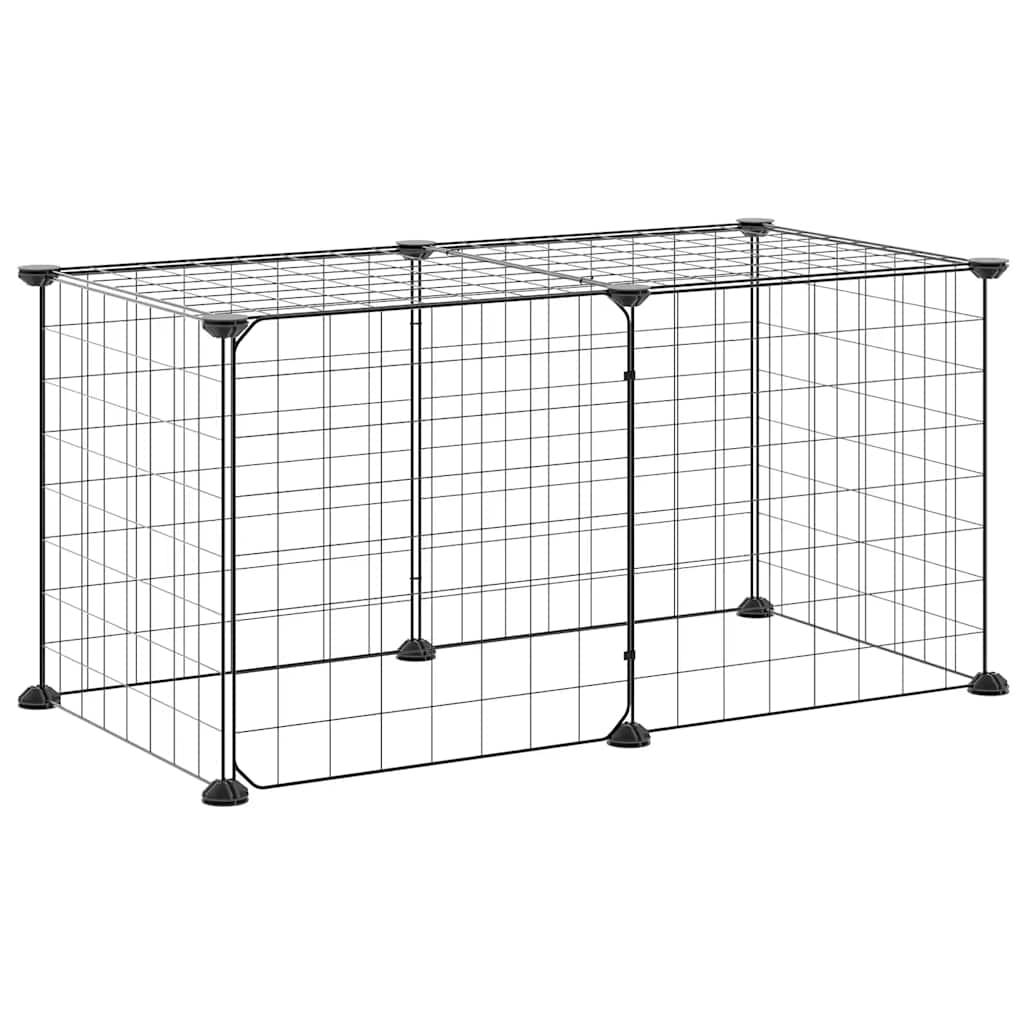 Vidaxl kæledyr bur med dør 8 paneler 35x35 cm stål sort