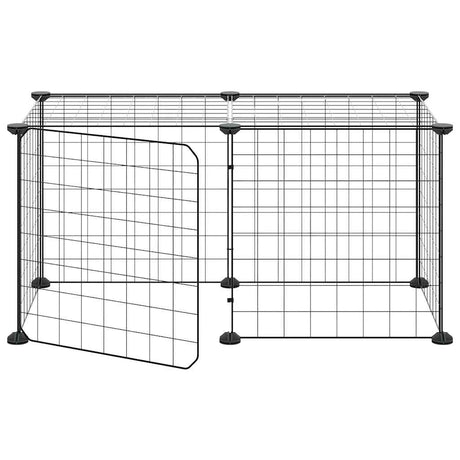 Vidaxl kæledyr bur med dør 8 paneler 35x35 cm stål sort