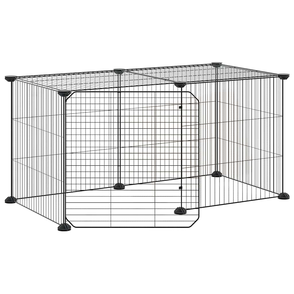 Vidaxl kæledyr bur med dør 8 paneler 35x35 cm stål sort