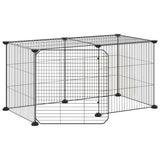 Vidaxl kæledyr bur med dør 8 paneler 35x35 cm stål sort