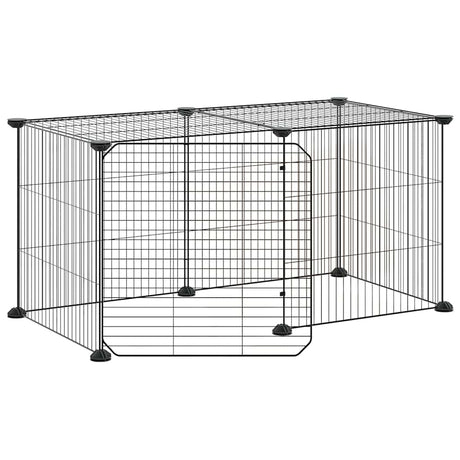 Vidaxl kæledyr bur med dør 8 paneler 35x35 cm stål sort