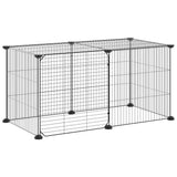 Vidaxl kæledyr bur med dør 8 paneler 35x35 cm stål sort