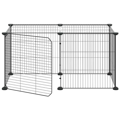 Vidaxl kæledyr bur med dør 8 paneler 35x35 cm stål sort