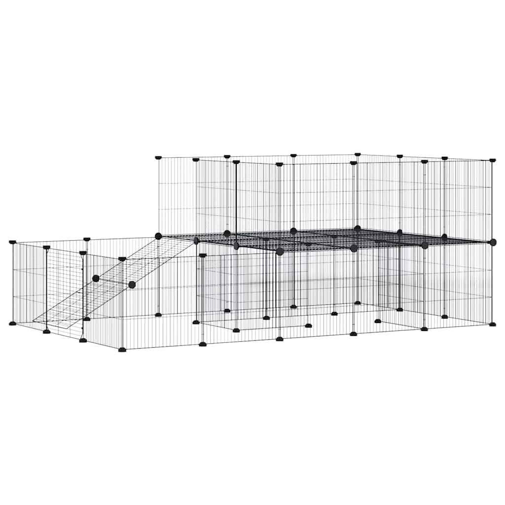 Vidaxxl kæledyrsbur med låge 44 paneler 35x35 cm stål sort