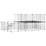 Vidaxxl kæledyrsbur med låge 44 paneler 35x35 cm stål sort