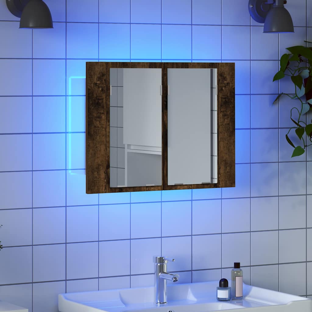 Vidaxl spiegelkast led 60x12x45 cm bewerkt hout gerookt eikenkleurig