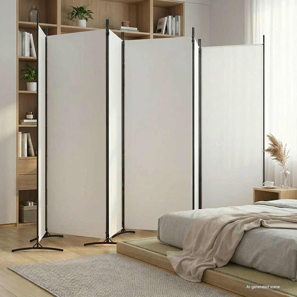 Vidaxl kamerscherm met 6 panelen 520x180 cm stof wit
