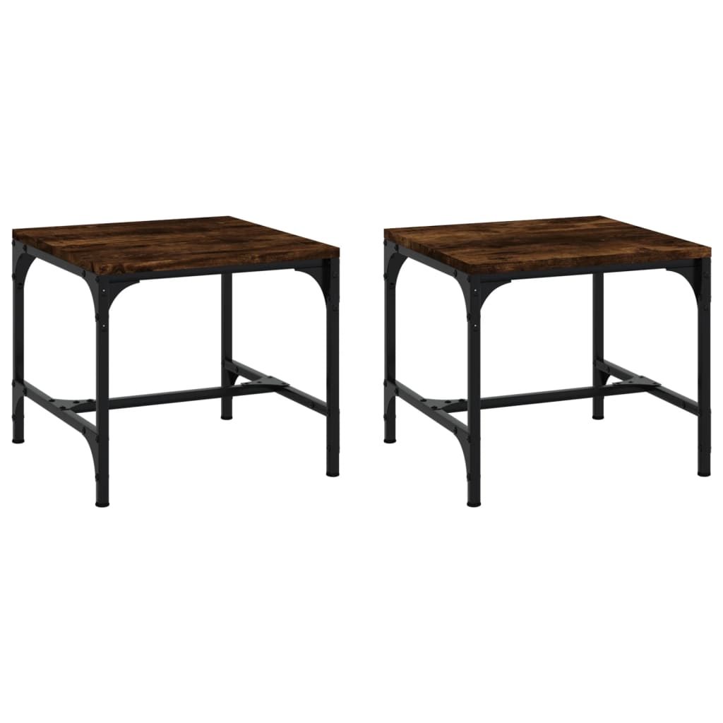 Vidaxl bijzettafels 2 st 40x40x35 cm bewerkt hout gerookt eiken