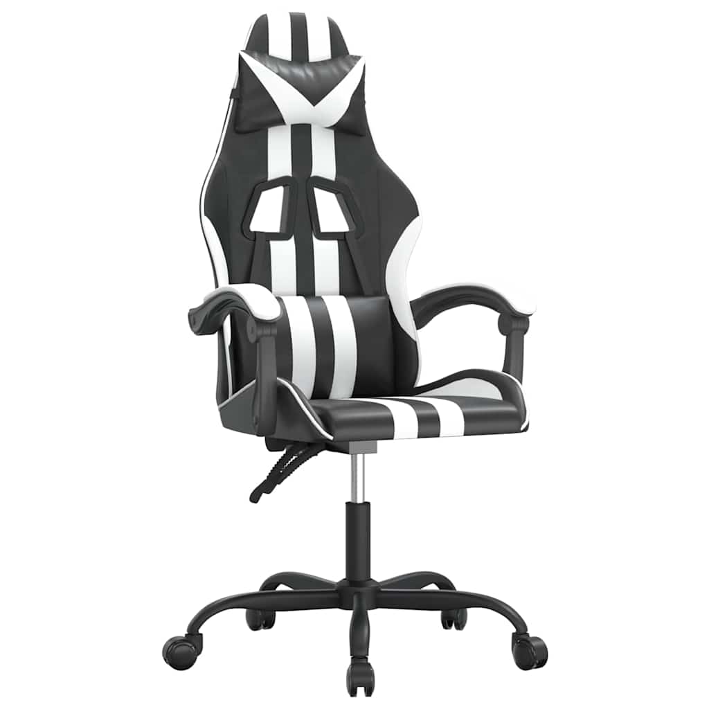 Vidaxl gamestoel draaibaar kunstleer zwart en wit