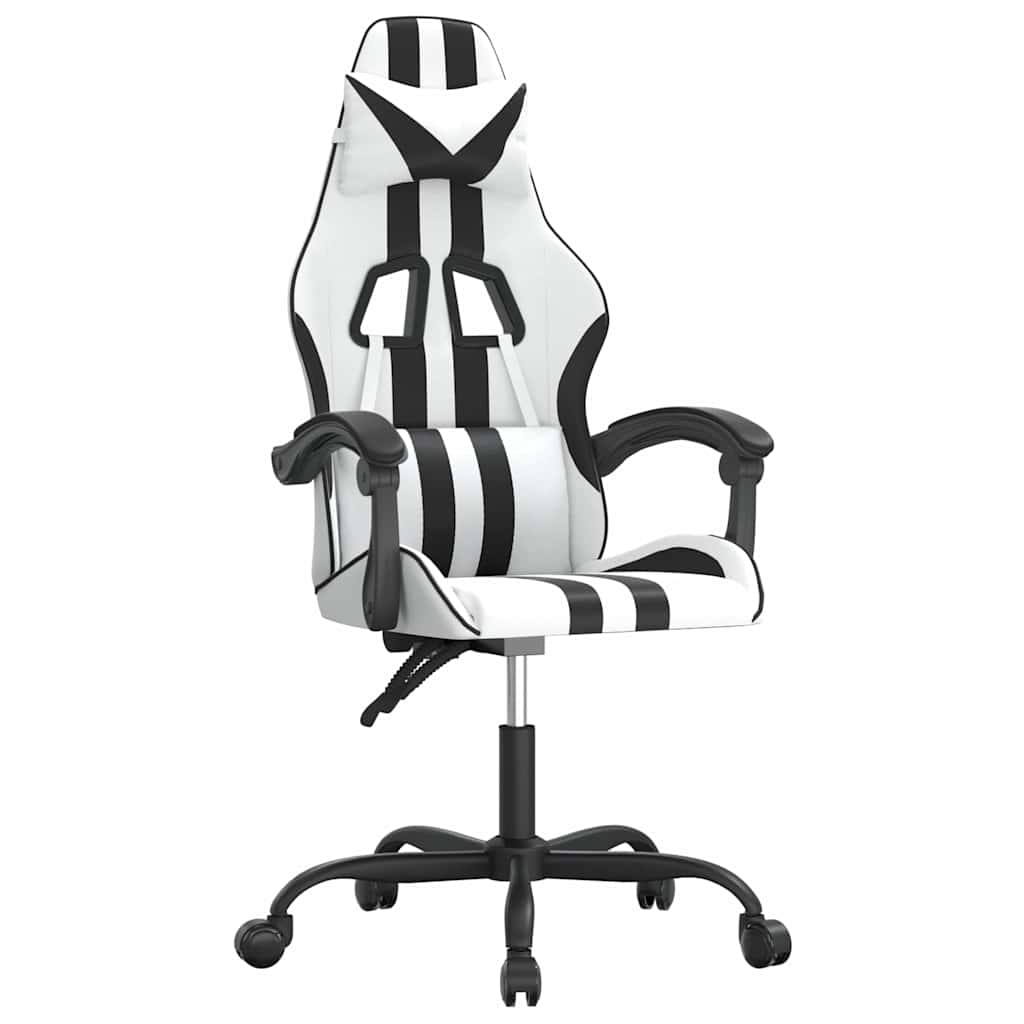 Vidaxl gamestoel draaibaar kunstleer wit en zwart
