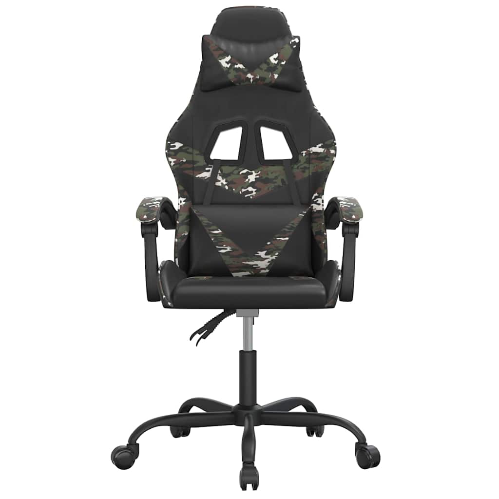 Vidaxl gamestoel draaibaar kunstleer zwart en camouflage