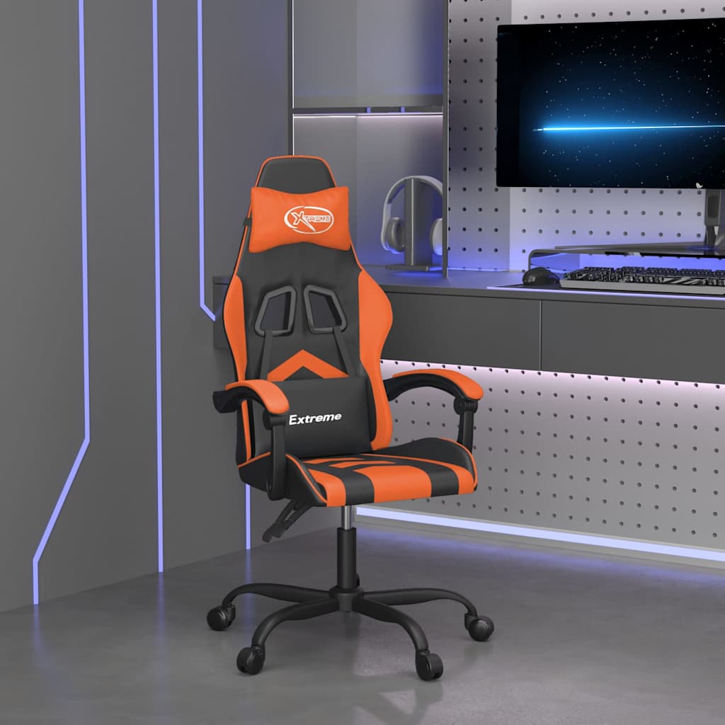 Vidaxl gamestoel draaibaar kunstleer zwart en oranje