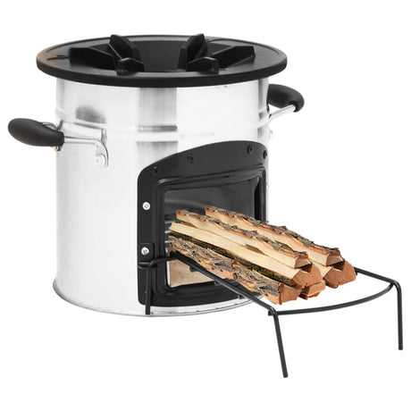 Vidaxl Camping Woodovn 45,5x33x25,5 cm rustfrit stål sølvfarve