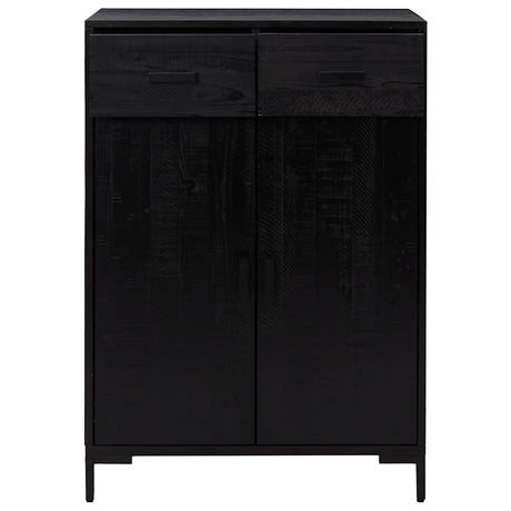 Vidaxl Shoe Cabinet 75x40x110 cm Solid fyrretræ sort