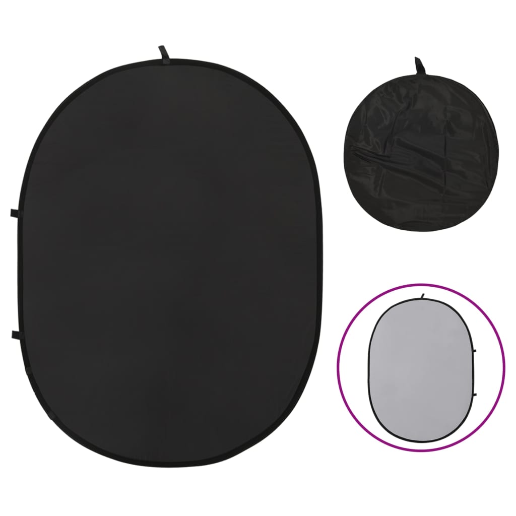 Vidaxl baggrundsskærm Studio 2-i-1 oval 200x150 cm sort