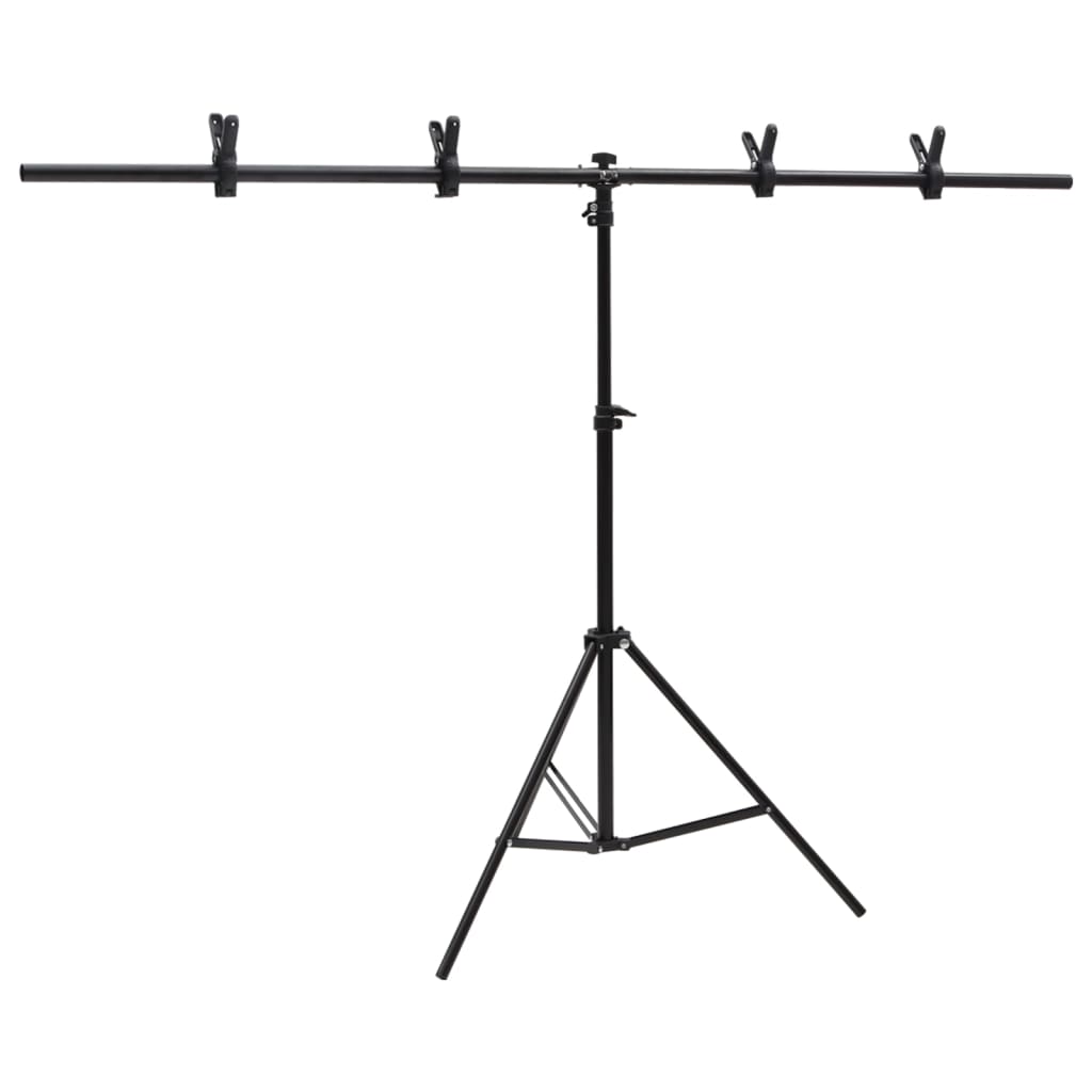 Vidaxl baggrundsstandard T-formet 151x60x (70-200) cm sort