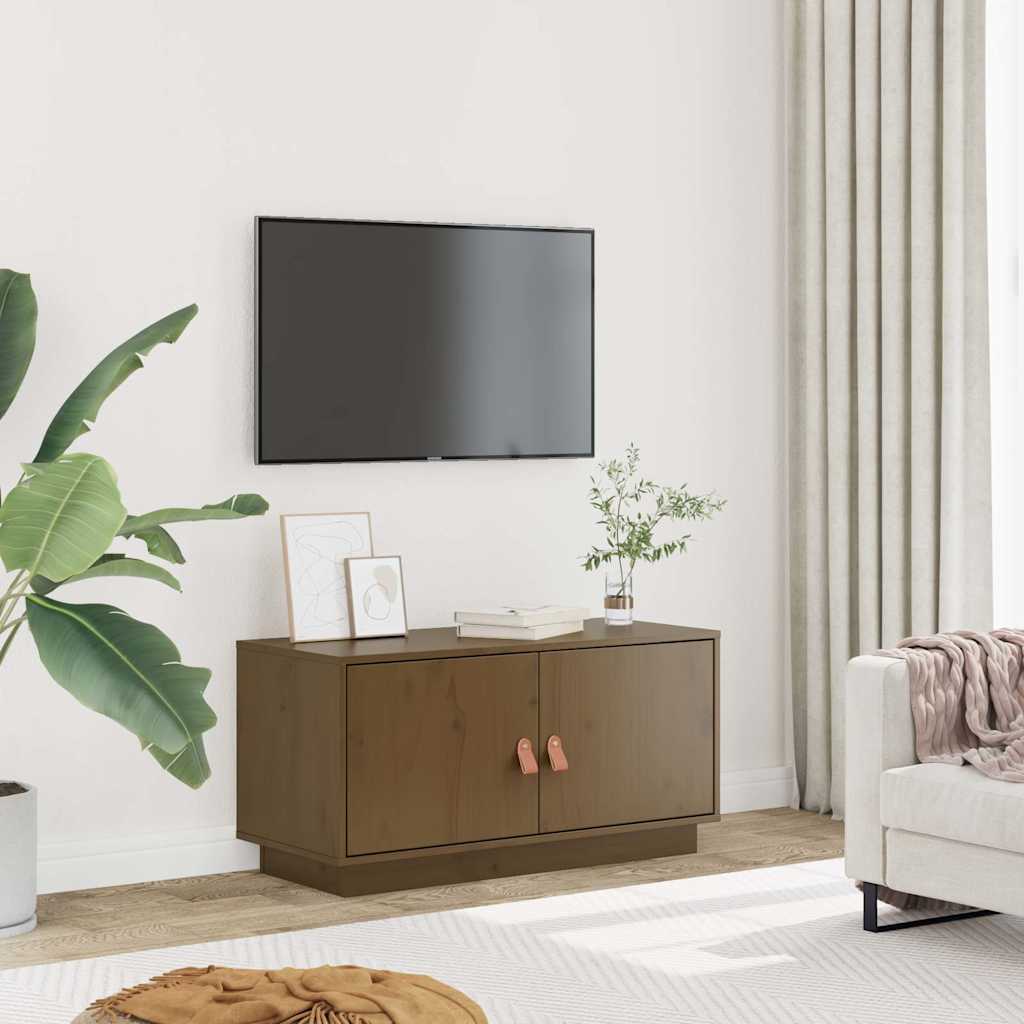 Vidaxl tv-meubel 80x34x40 cm massief grenenhout honingbruin