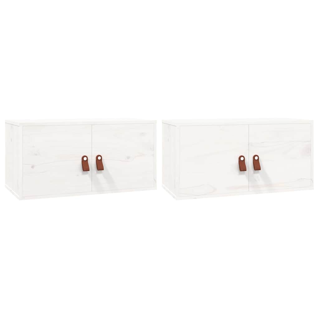 Vidaxl wandkasten 2 st 60x30x30 cm massief grenenhout wit
