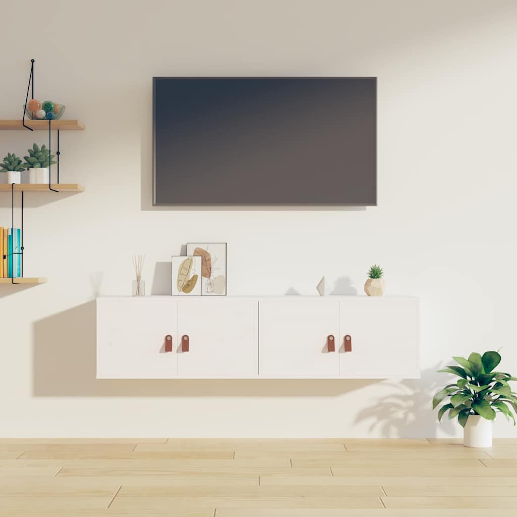 Vidaxl wandkasten 2 st 60x30x30 cm massief grenenhout wit