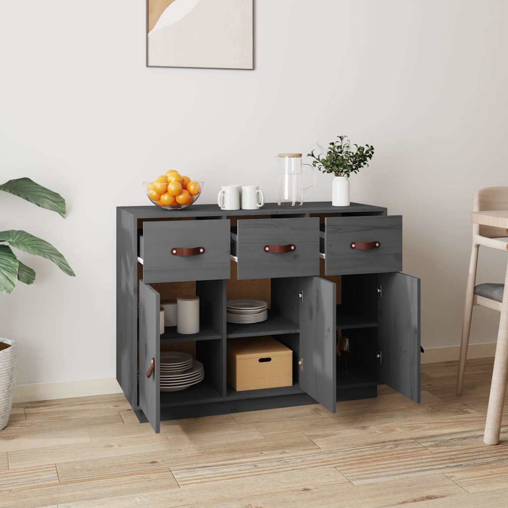 Vidaxl dressoir 100x40x75 cm massief grenenhout grijs
