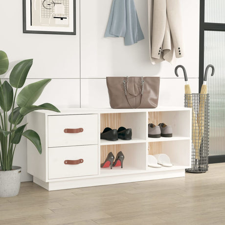 Vidaxl Shoes Bank 100x34x45 cm Solid Pine White