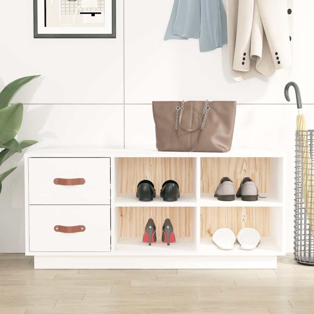 Vidaxl Shoes Bank 100x34x45 cm Solid Pine White
