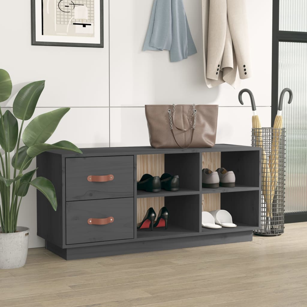 Vidaxl Shoes Bank 100x34x45 cm solid fyrgrå