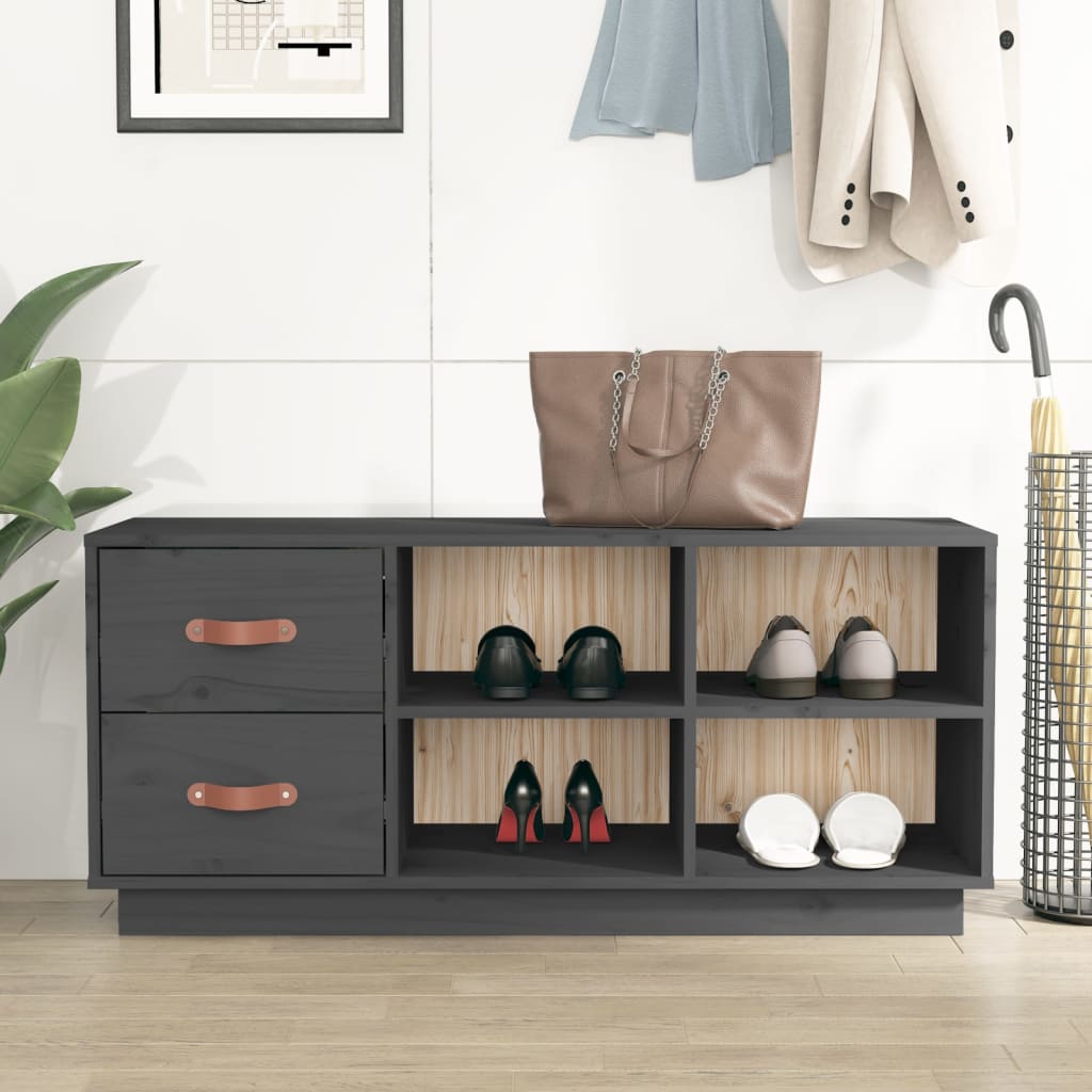 Vidaxl Shoes Bank 100x34x45 cm solid fyrgrå